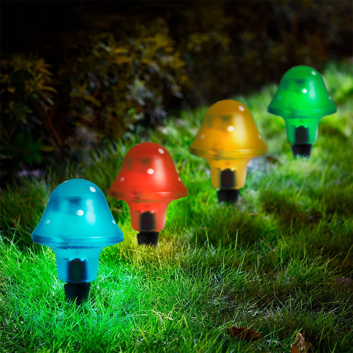 Solar LED Tuinlamp Paddenstoel – Steeklamp Op Zonne-Energie – 1 LED – Automatisch Aan Bij Schemer – Gekleurde Decoratieve Buitenverlichting Voor Tuin, Pad En Border [11704]