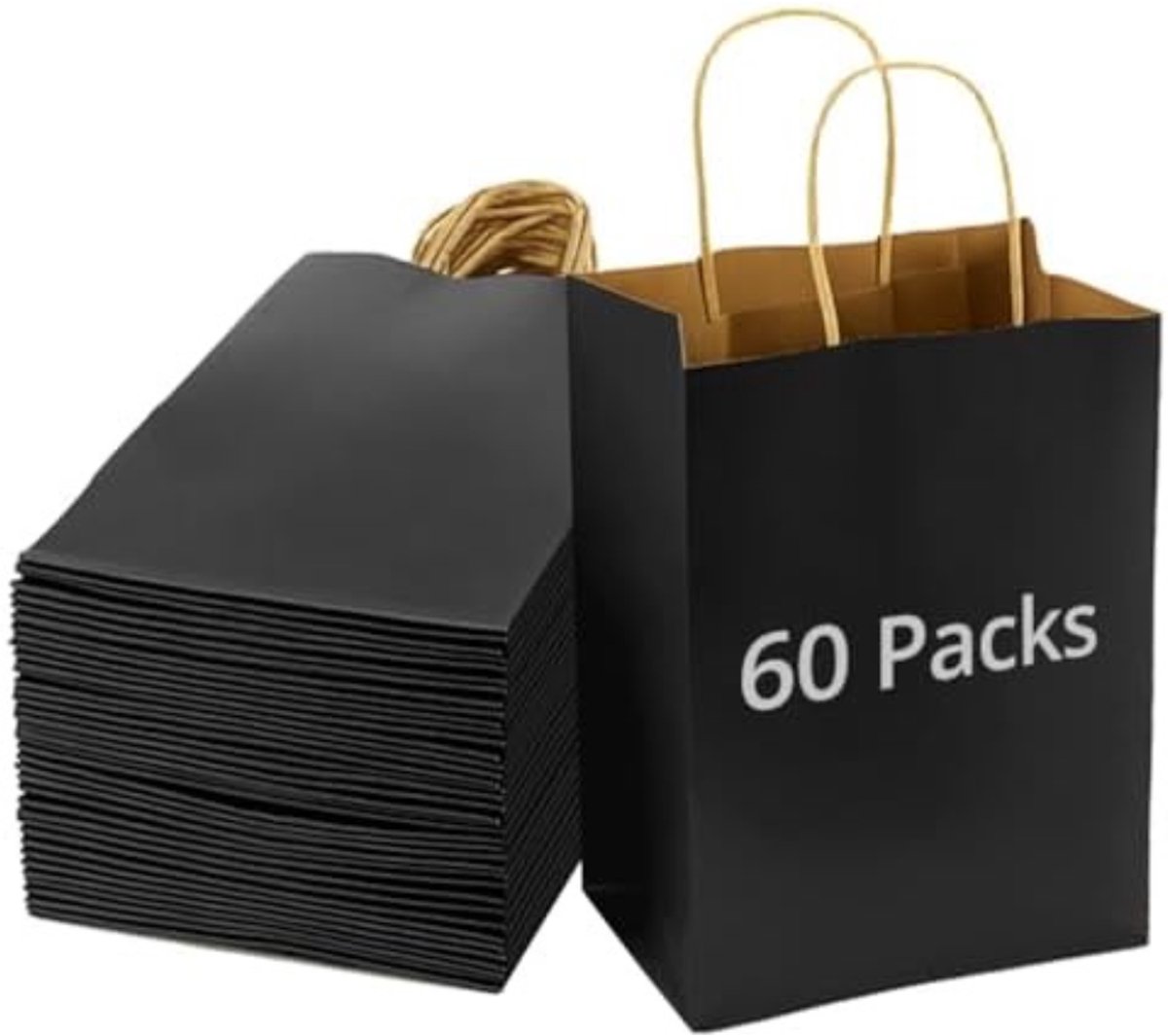 Imperatoris - Geschenktas - Zwart - Cadeauverpakking - Cadeaupapier - Cadeautasjes - Papieren Tassen - Gift Bag - Met Handvat - Kraft Tas - 15 x 8 x 21 cm - 60 Stuks