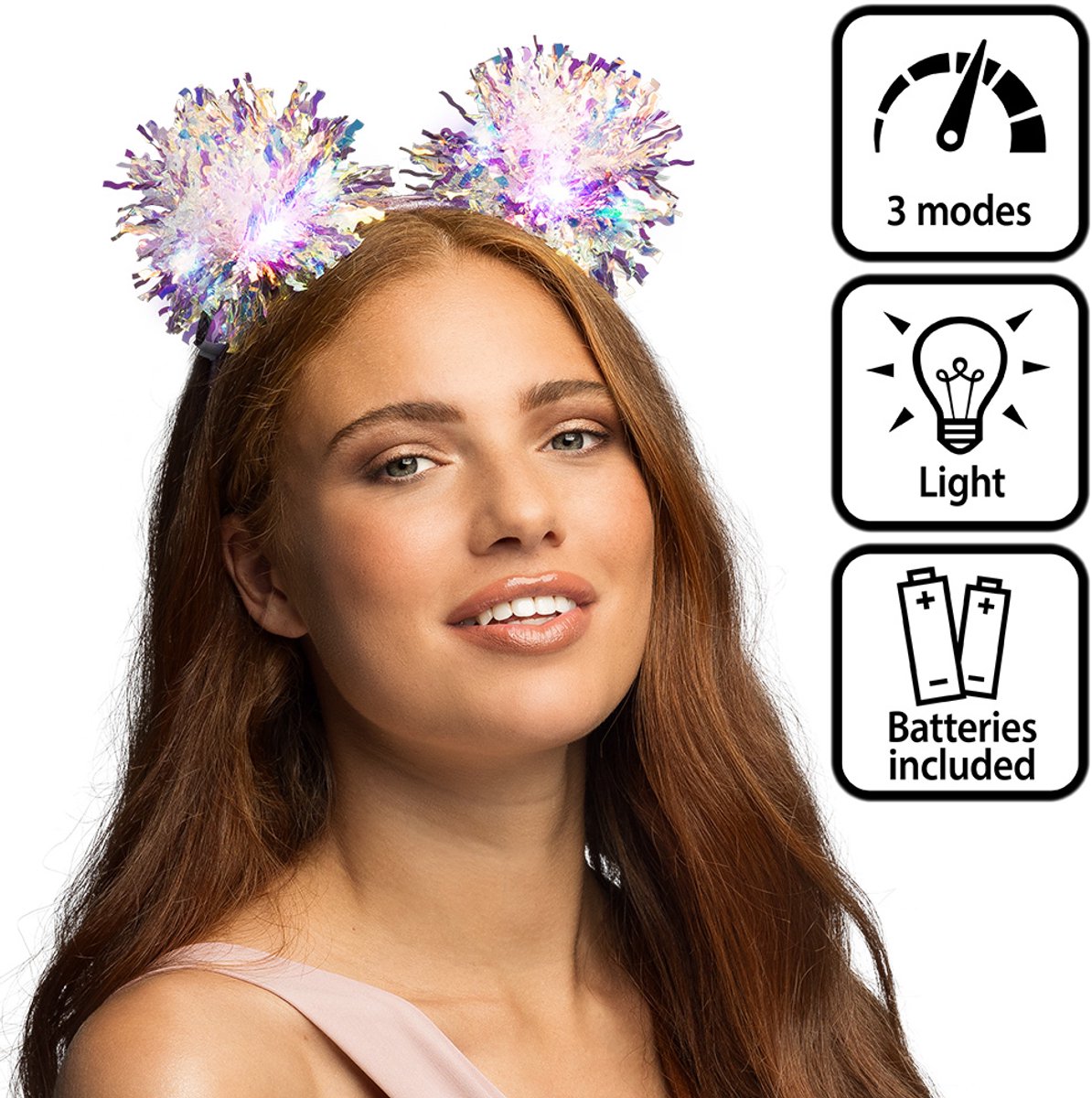 Boland - LED diadeem Sparkle Multi - - Volwassenen - Vrouwen - met LED lampjes