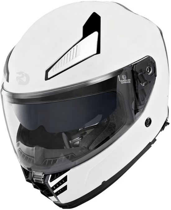 DAWNRISE Integraalhelm met Inklapbaar Vizier – Motorhelm & Scooterhelm – ABS Schaal – Extra Dikke Comfortvoering – Verstelbare Ventilatie – ECE 22.06 Goedgekeurd – Voor Dames & Heren - Wit -S