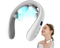 Nek Massager met Warmte - Elektrische Pulse Nek Massage - Draadloze Nekologie Intelligente Massager - Elektrisch Nekmassage Apparaat - Infrarood - Nek en Schouder Massage apparaat - wit