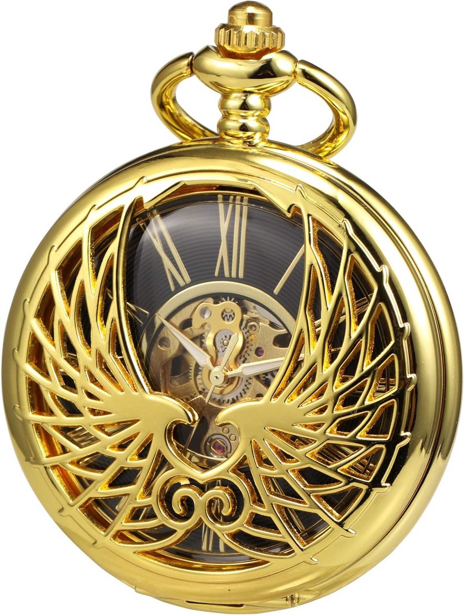 Klassiek Mechanisch Zakhorloge met Ketting Skelet Wijzerplaat Romeinse Cijfers