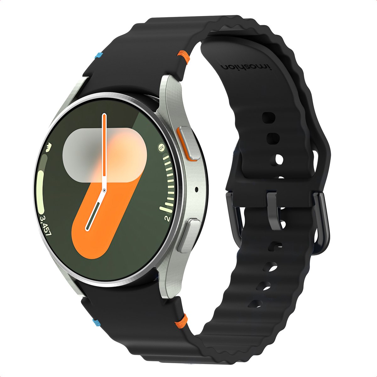 Wave Siliconenband - Geschikt voor Samsung Galaxy Watch 4 / 5 / 6 / 7 / FE (20 mm) - Zwart