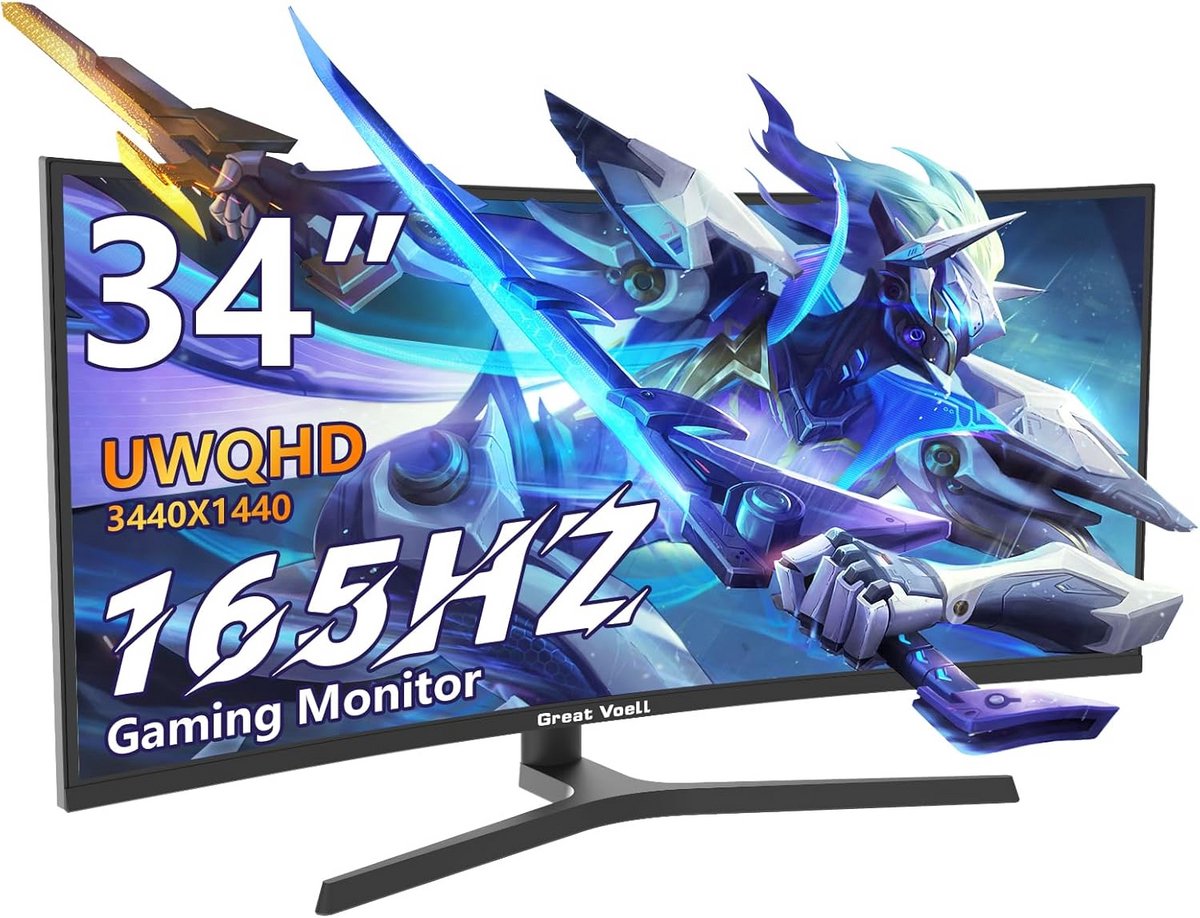 34 inch Ultrawijd 21:9 UWQHD 165Hz Curved Gaming Monitor met HDR en 1ms Reactietijd