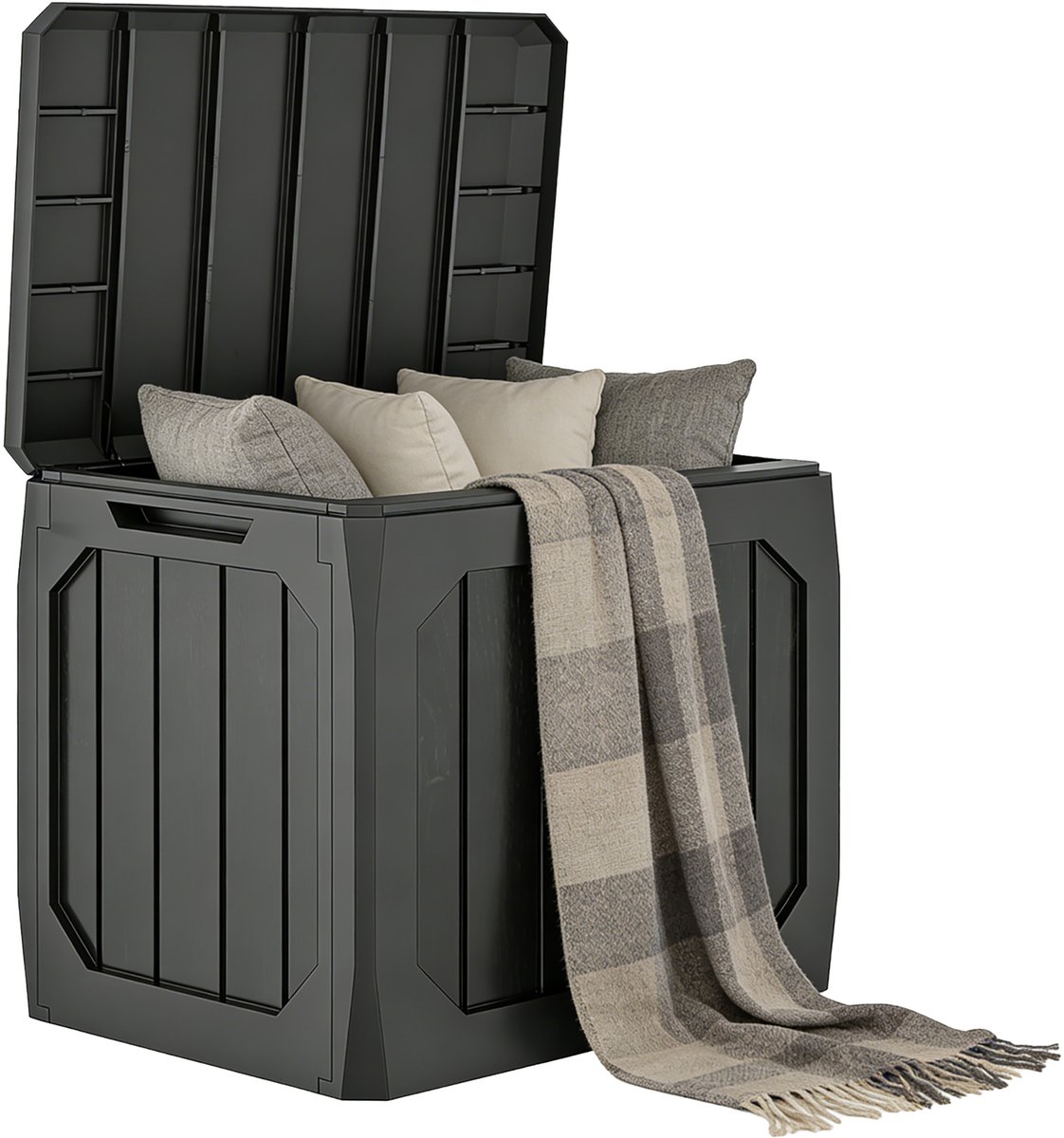 Outsunny Buitenopbergbox-Kunststof-56L x 45B x 53H cm-Zwart