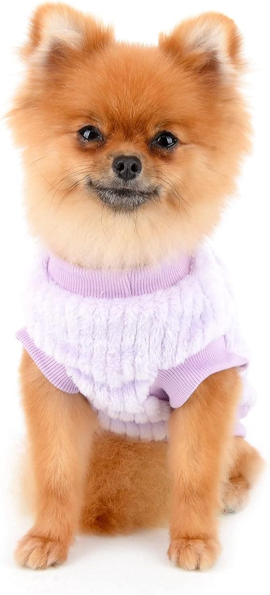 Huisdiertrui, met zonnebloem, gebreide trui, voor kleine honden en katten, gezellig zwart sweatshirt, warme winterjas, schattige kleding voor puppy‘s, yorkies en chihuahua's(Paars,L) — cadeau in Cadeau-ideeën - foto 8
