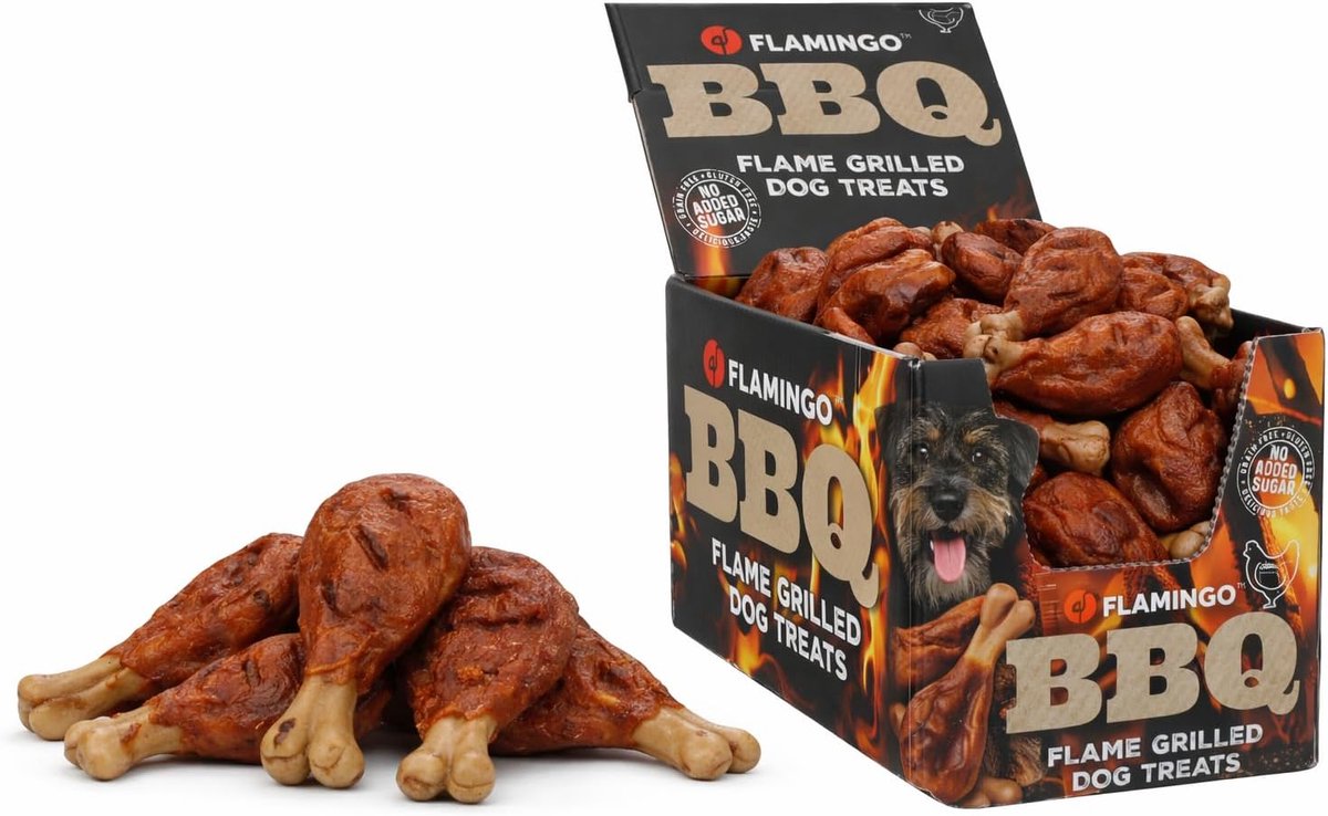 Hondensnack – Flamingo BBQ Kotelet met kip S – 2 kg – glutenvrij & graanvrij – zonder toegevoegde suikers – rijk aan eiwitten – met kip, erwtenzetmeel & zoete aardappelmeel