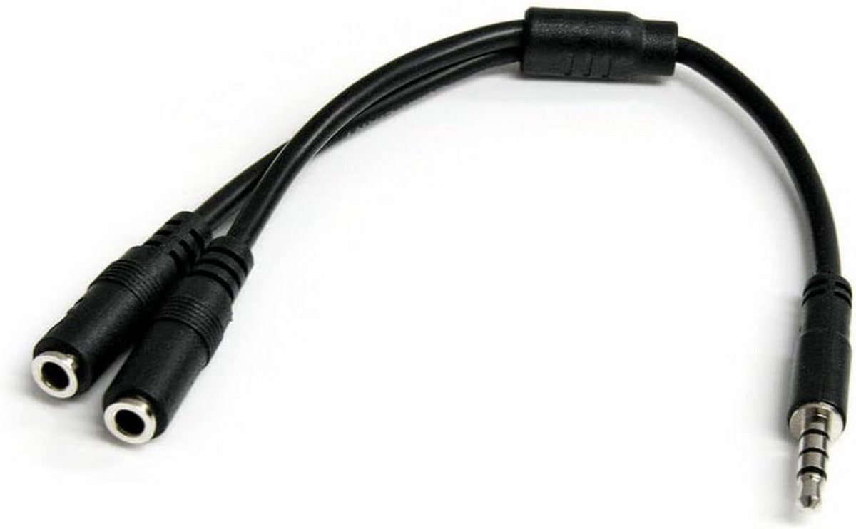 Headset Splitter Kabel 3.5mm 4-pins naar 2x 3-pins voor Microfoon en Hoofdtelefoon