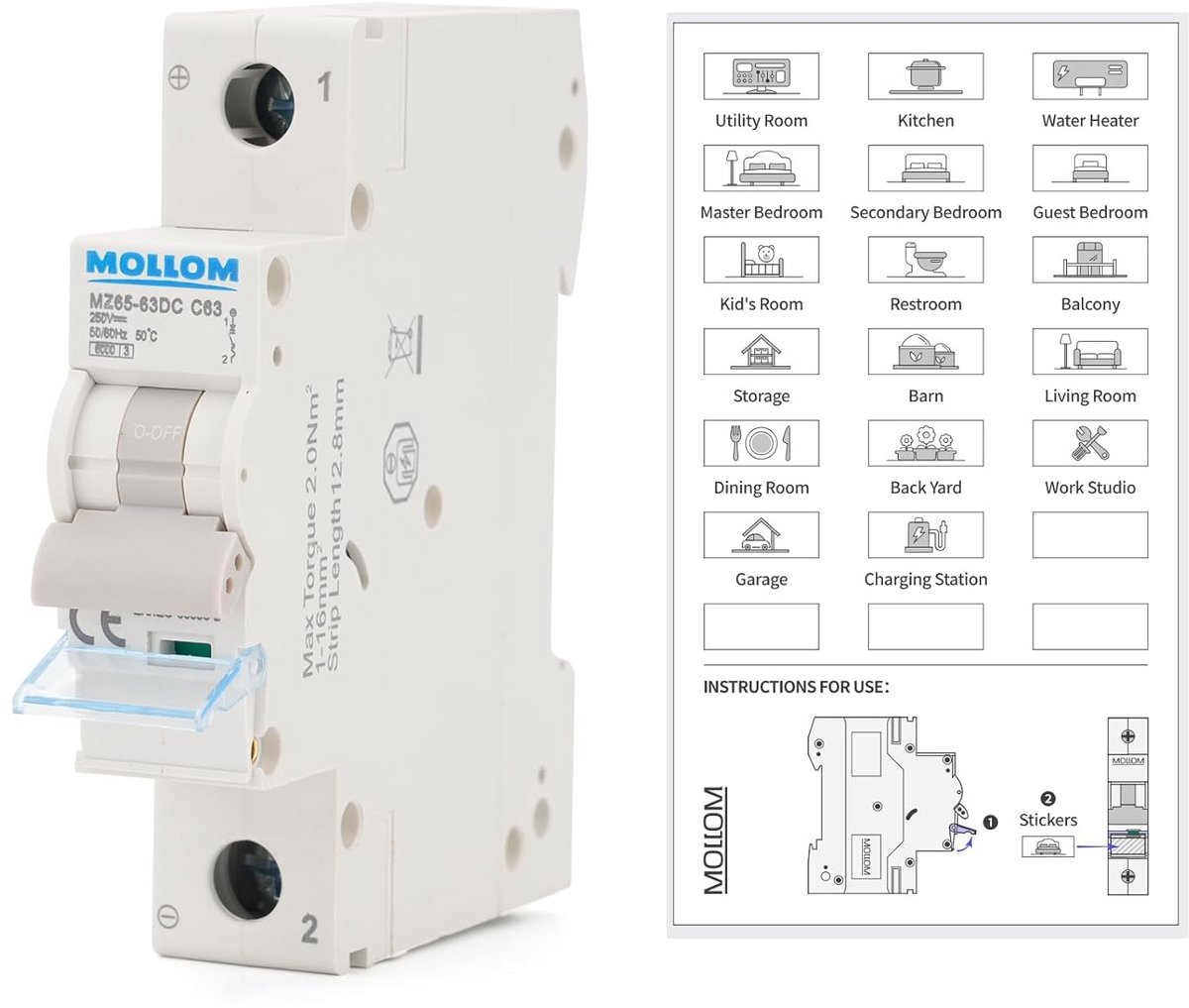 1-polige DC Miniature Stroomonderbreker 63A C-Karakteristiek voor Zonne-energie Systemen
