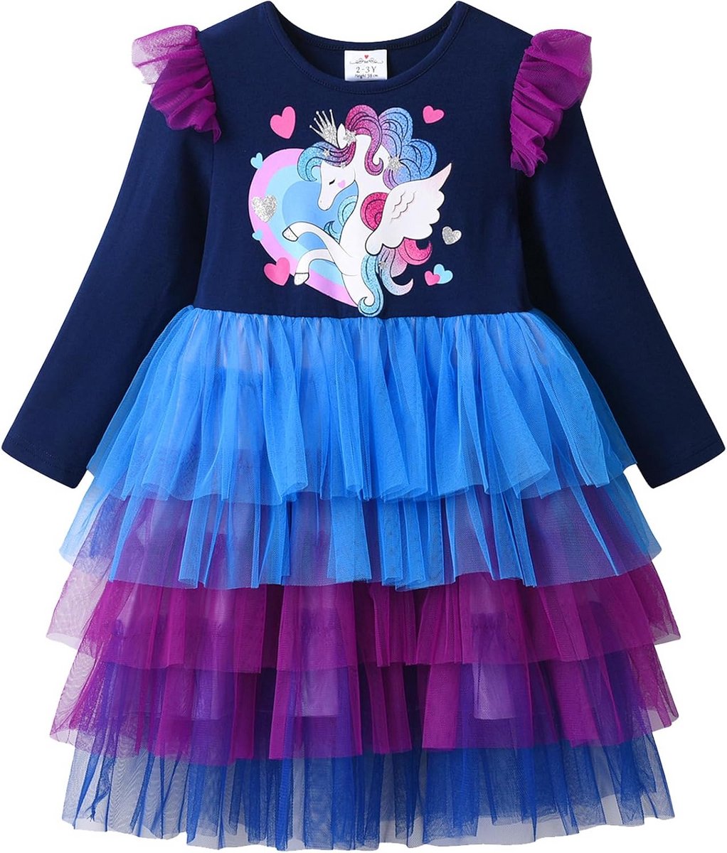 Kindermeisjes Jurk met Dierenprint Tule Prinsessenjurk voor Feest en Dagelijks Gebruik