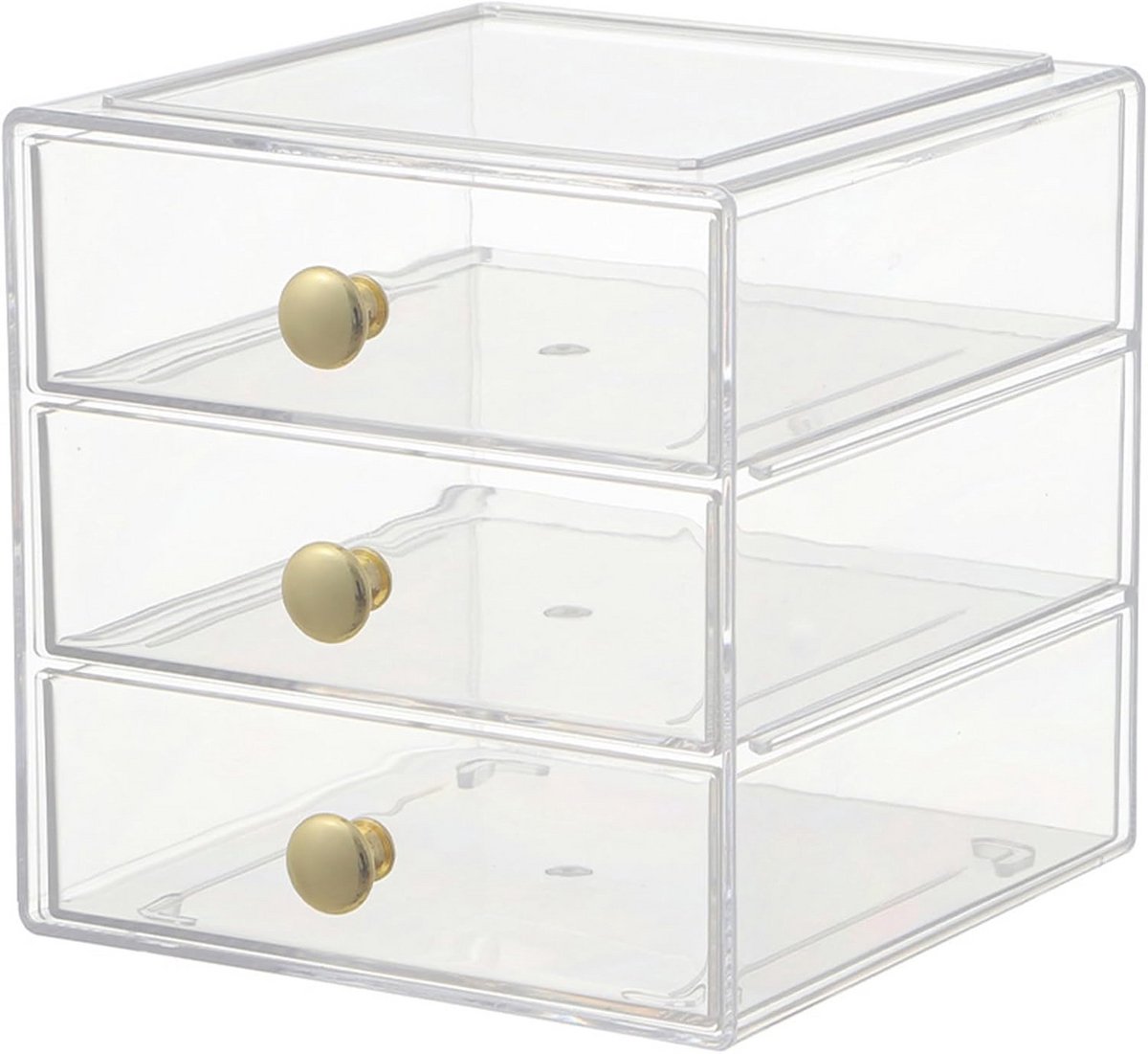 Make-up Organizer - Cosmetica Opberger - Sieraden Opbergen - 3 Transparante Laden - 17.3 x 17 x 17 cm