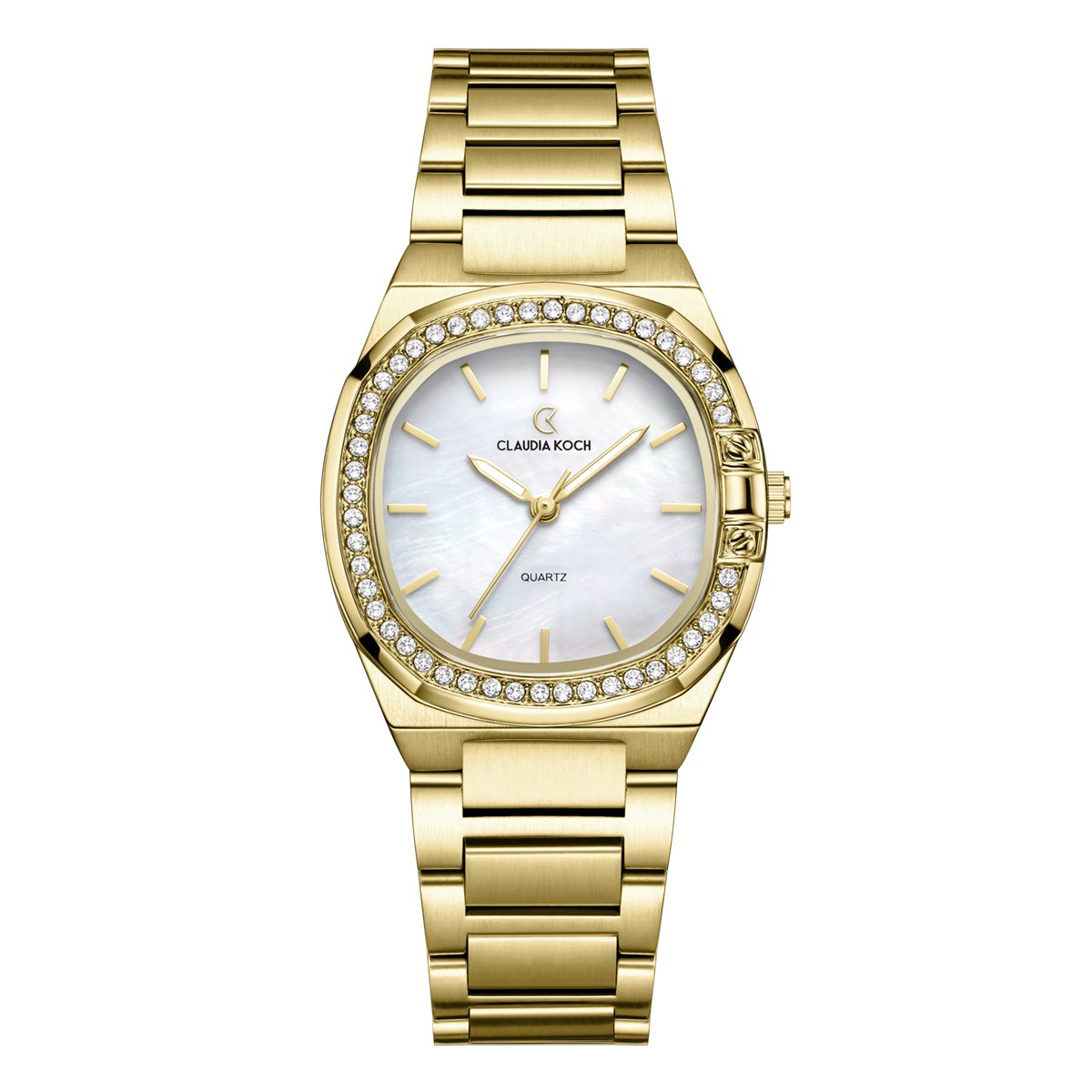 CK Aurora - Gold with Silver Curved Square Dial Stone Accents - ClaudiaKoch CK 4321