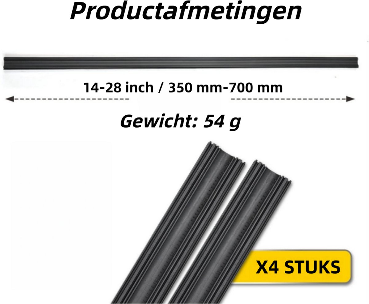 6 stuks - Ruitenwisser - Universele Ruitenwisser Rubbers - 14-28 inch / 350 mm-700 mm - Auto-onderdelen - Universele ruitenwisserblad - Vervangingsset voor Flatblade en Traditionele Wissers - Zwart – foto 5