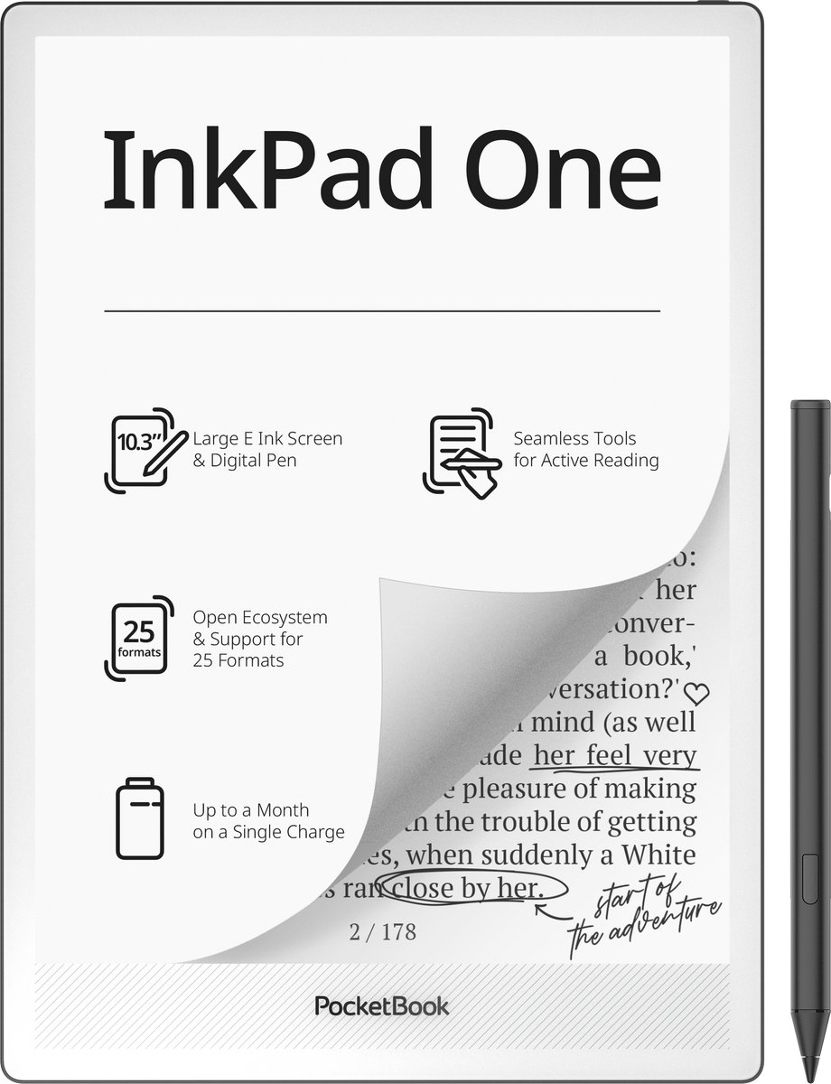 PocketBook InkPad One E-Reader 10.3 inch met Stylus - PocketBook Readers - €299,00