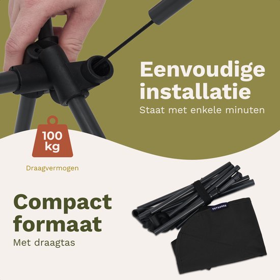 TRVLMORE Campingstoel - Opvouwbaar - 100KG Draagvermogen - Incl. Draagtas - Klapstoel - Visstoel - Kampeerstoel - Vouwstoel - Zwart van Merkloos — afbeelding 4