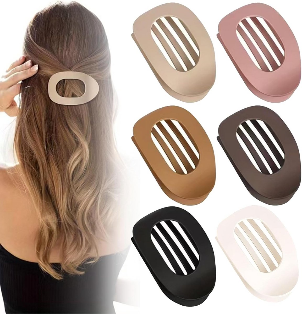 Set van 6 Platte Dunne Haarklemmen met Sterke Klemkracht voor Dames