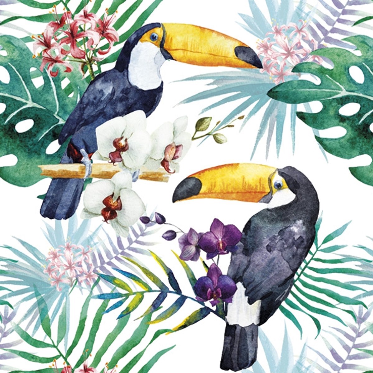 Daisy Lunch servetten - Toucans with Jungle Plants
