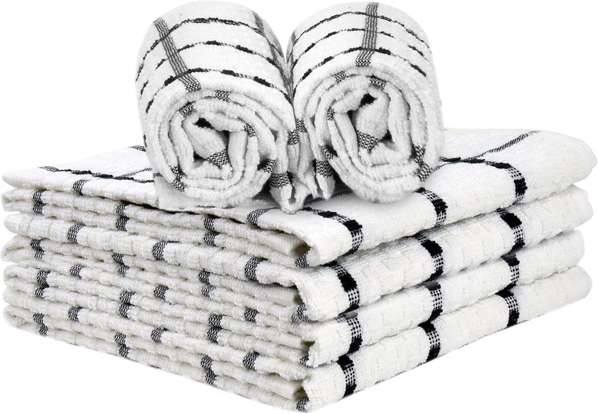 Keukendoeken Set van 6 - 100% Katoen - Extra Absorberend en Zacht - Dobby Weefsel - Wit