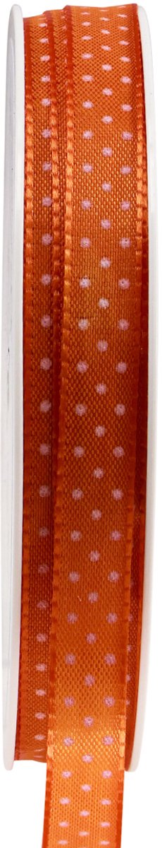 Cadeaulint gestippeld decoratief lint oranje 10mm 25m