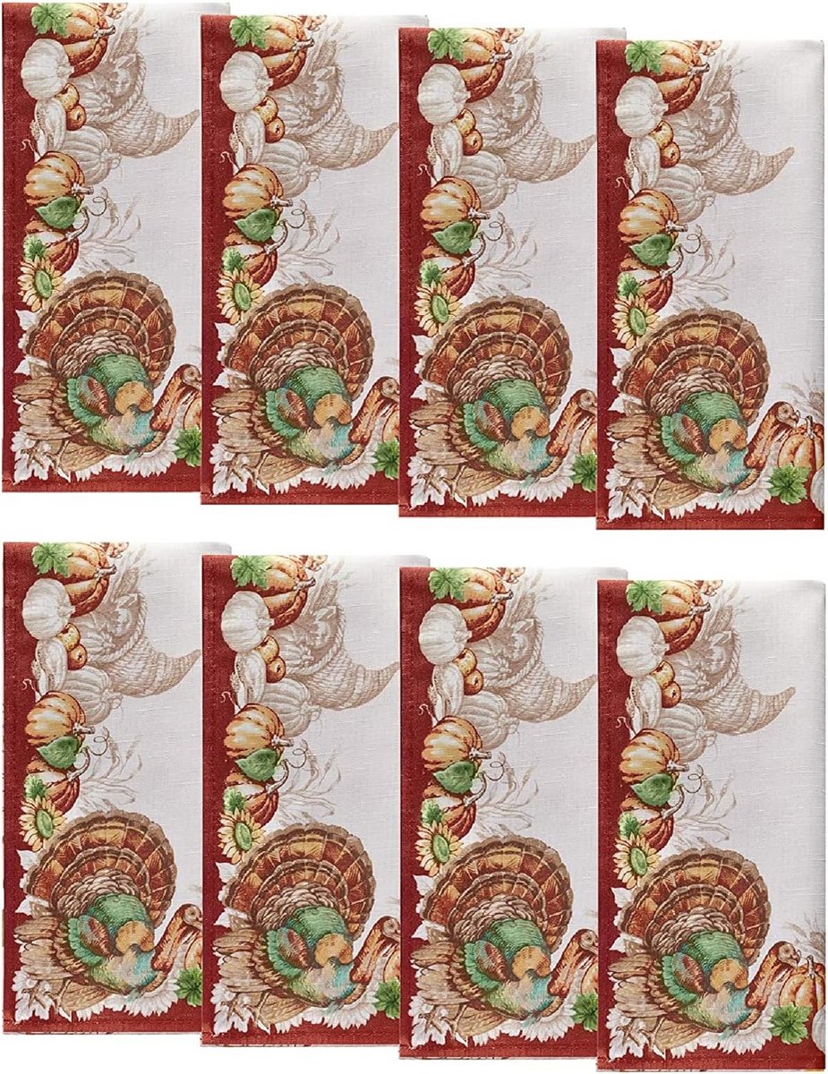 Set van 8 Herfst Servetten 43x43 cm Polyester - Thanksgiving Tafeldecoratie