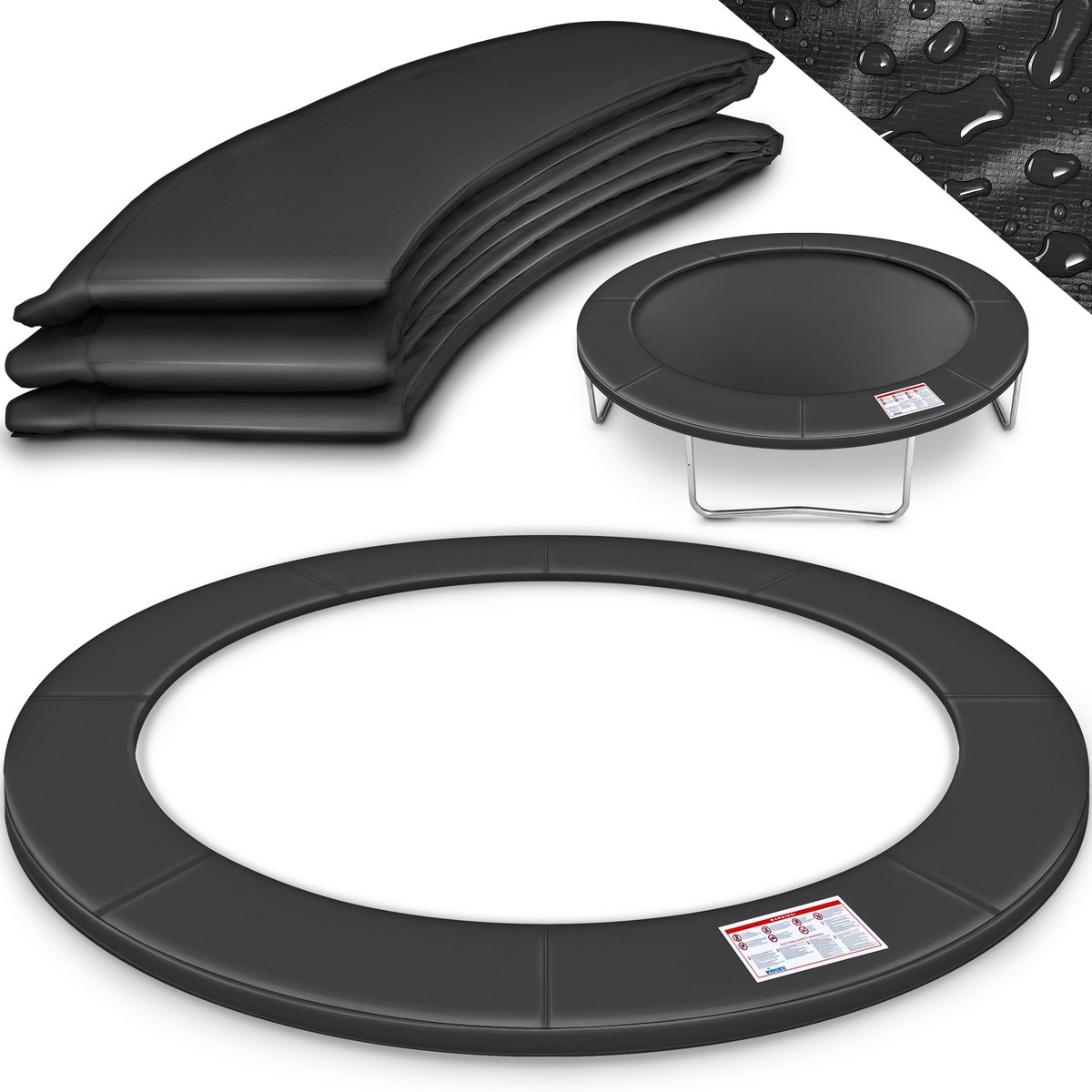 KIDUKU® randafdekking voor trampoline | Ø 244 cm 305 cm 366 cm 427 cm | slijtvast | 100% uv-bestendig verenafdekking randbescherming (305 cm)