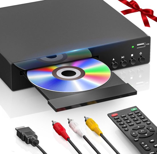 Compacte DVD Speler voor TV – HDMI, RCA & USB – Regiovrij 1080P CD/DVD Speler met Afstandsbediening & Breakpoint Memory (NTSC/PAL)