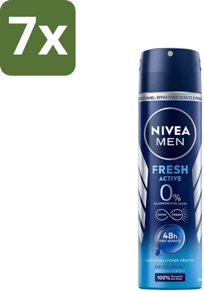 Nivea - Men - Deo Spray - Fresh Active - 48 Uur Lang Werkend - 150 ml - Bulkverpakking - 7 stuks