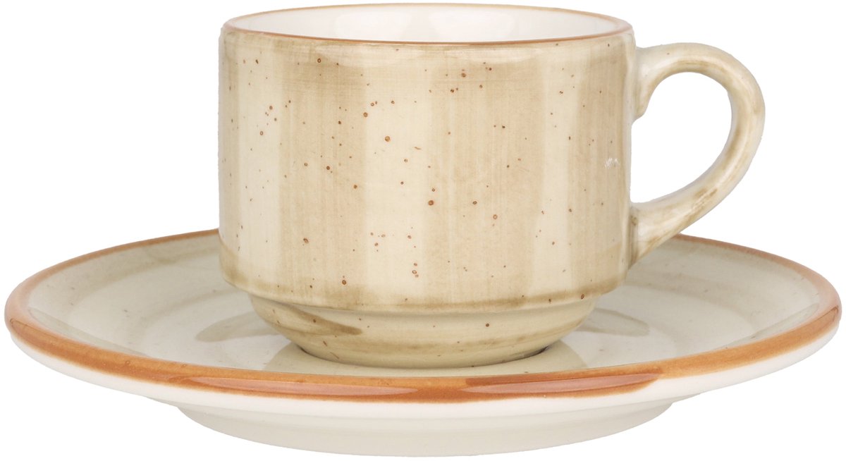 Bonna Aura Terrain - Espresso kopjes & schotel - 80 cc - Porselein - set van 6