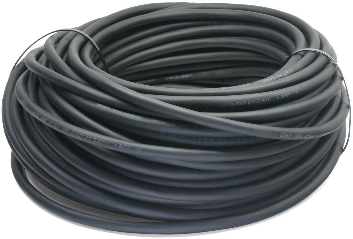 Stevige rubberen verlengkabel voor buiten 230V 16A 3x2.5mm zwart 5 meter
