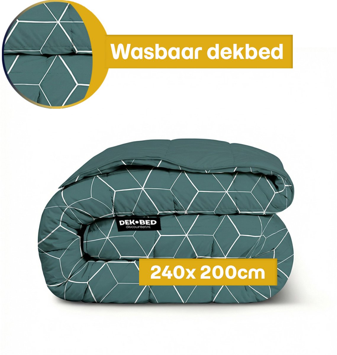 Dekbed-Discounter - Fresh and Co Dekbed Zonder Overtrek 240 x 200 cm - Wasbaar dekbed - Wasbaar op 40 graden - Anti-allergisch - Endless Hexagons
