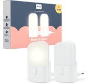 Dutsi - Moony Luna - Veilleuse Prise Murale - Avec Capteur Jour/Nuit - Dimmable en 3 Niveaux - Pour Bébé, Enfant & Adultes - Lumière LED Blanc Chaud – Pack de 2