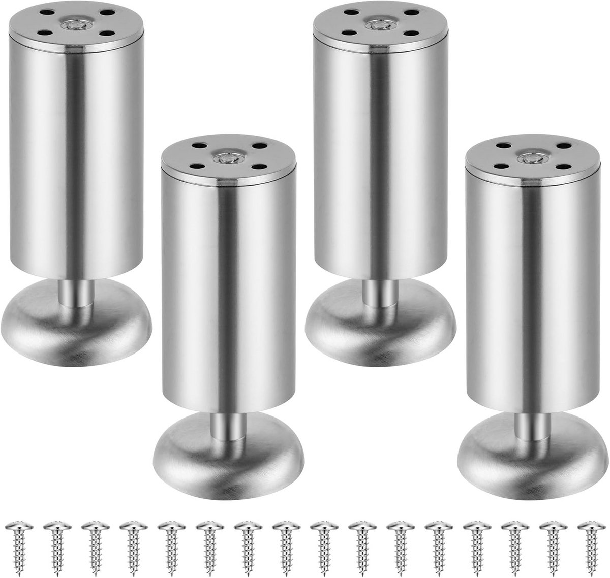 Set van 4 Verstelbare Meubelpoten RVS voor Bank, Bed en Kast - Universeel Inzetbaar