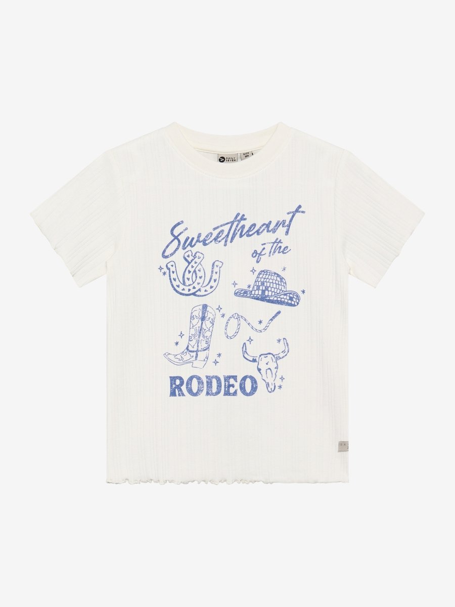 DAILY7 T-shirt Artwork Tops & T-shirts Meisjes - Shirt - Ecru - Maat 104
