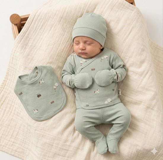 Dieren - 5-delige baby newborn kledingset - Newborn set - Babykleding - Babyshower cadeau - Kraamcadeau