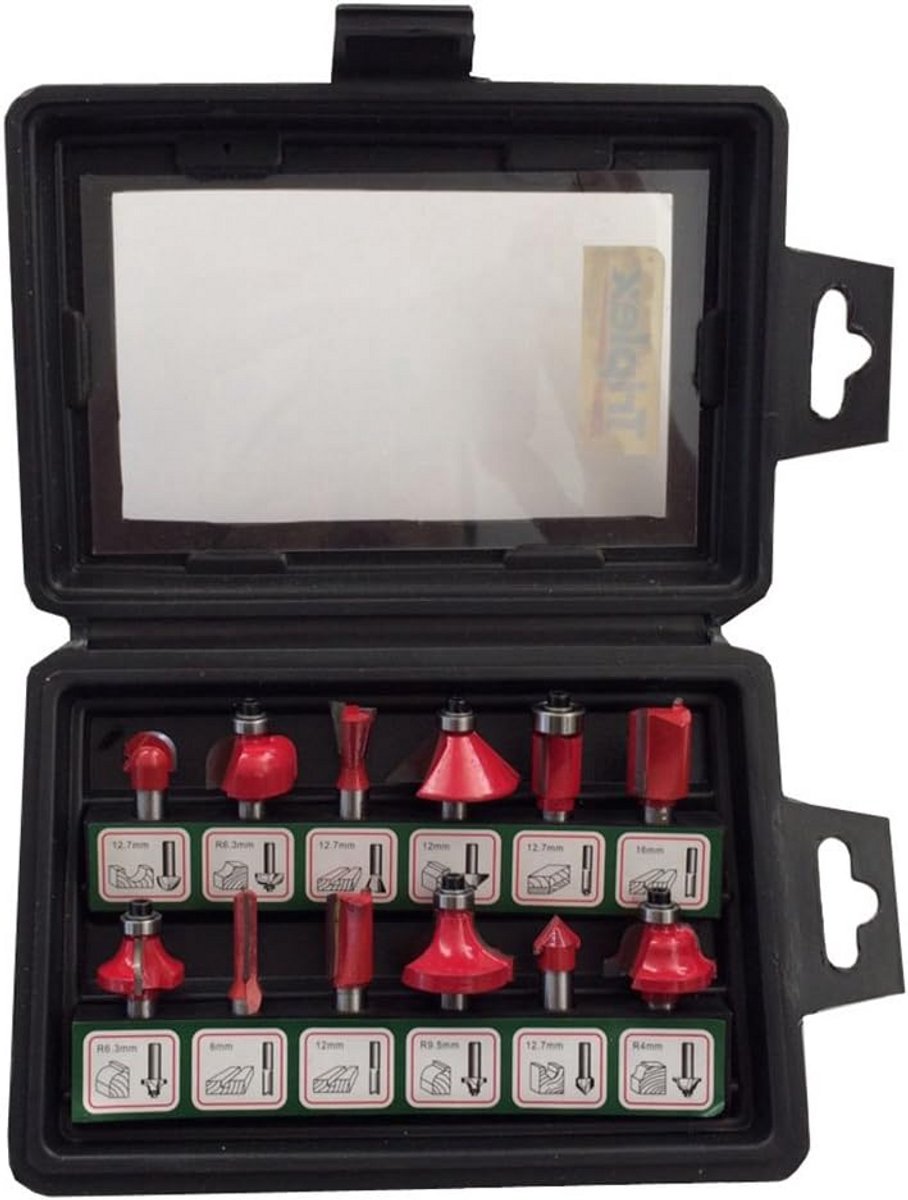 Freesbits Houtset 12-Delig voor Freesmachine