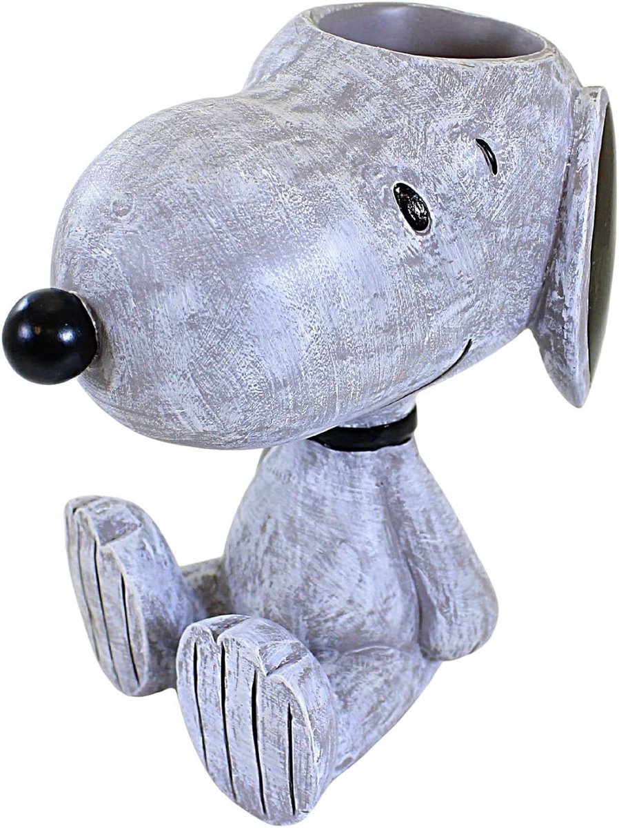 Snoopy Bloempot voor Binnen en Buiten - 20 cm Hoog - Hars en Steenmix