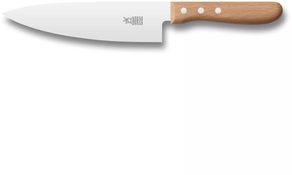 Robert Herder Heritage Koksmes – Carbon – fijn gepolijst – Lemmet 18,5 cm – Heft Beukenhout