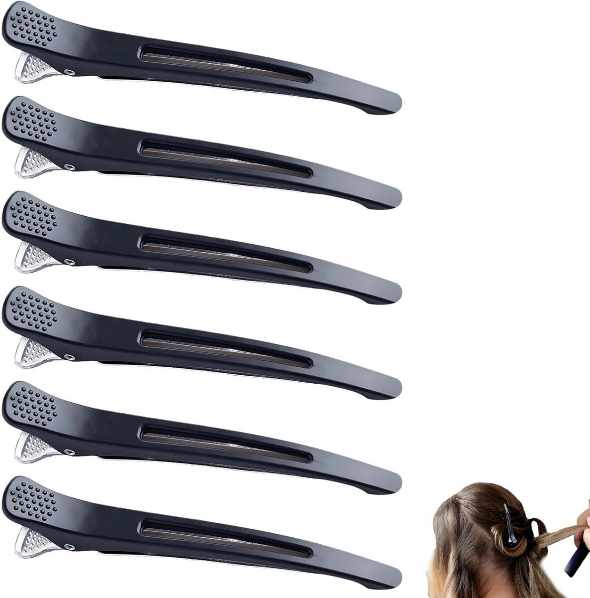 6x Professionele Haarclips voor Knippen en Stylen - Antislip Kappersklemmen Zwart