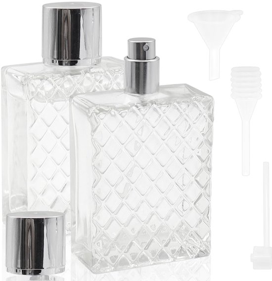 Navulbare Parfumflessen - 100 ml - 2 Stuks met Trechter en Pipet