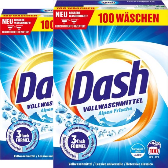 Dash Alpenfris Universeel Waspoeder - XXL Pack - 2 x 5 kg - 200 Wasbeurten - Reinigt tot diep in de vezels - Verwijdert vlekken in 1 wasbeurt - Heerlijk frisse geur