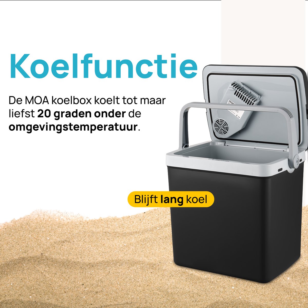 MOA Koelbox Elektrisch 12v 230 volt - 32L - Frigobox - Camping Koelkast - Auto en Camping - Koelen en Verwarmen - Zwart — afbeelding 6