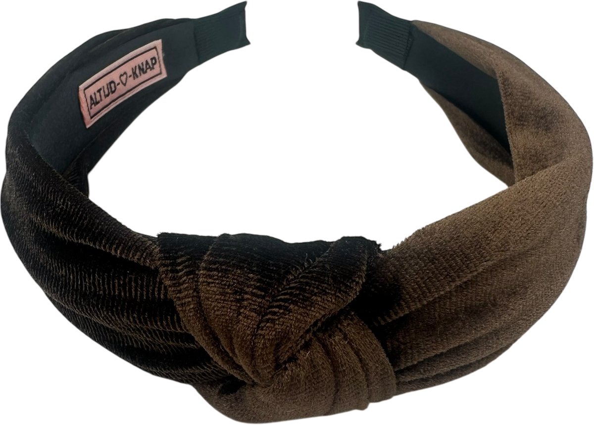 Altijd Knap - Haarband Velvet met Knoop Bruin - Bruine velvet haarband met knoop