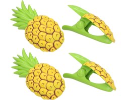 Gerimport Handdoekknijpers - 4x - geel - ananas - handdoekklem - kunststof