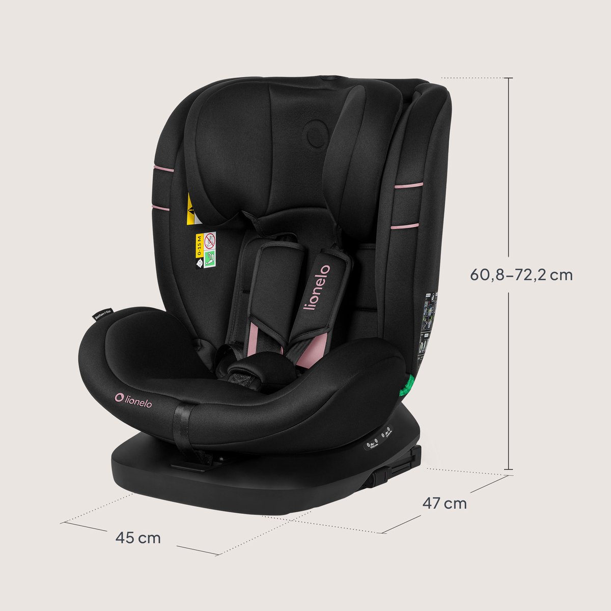 Lionelo Bastiaan i-Size 4in1 Autostoel ISOFIX 360° Draaibaar – Van Geboorte tot 12 Jaar (40-150 cm) – RWF & FWF – Top Tether – Memory Foam – SideProtect – Brede Comfortzitting – i-Size thumbnail 2