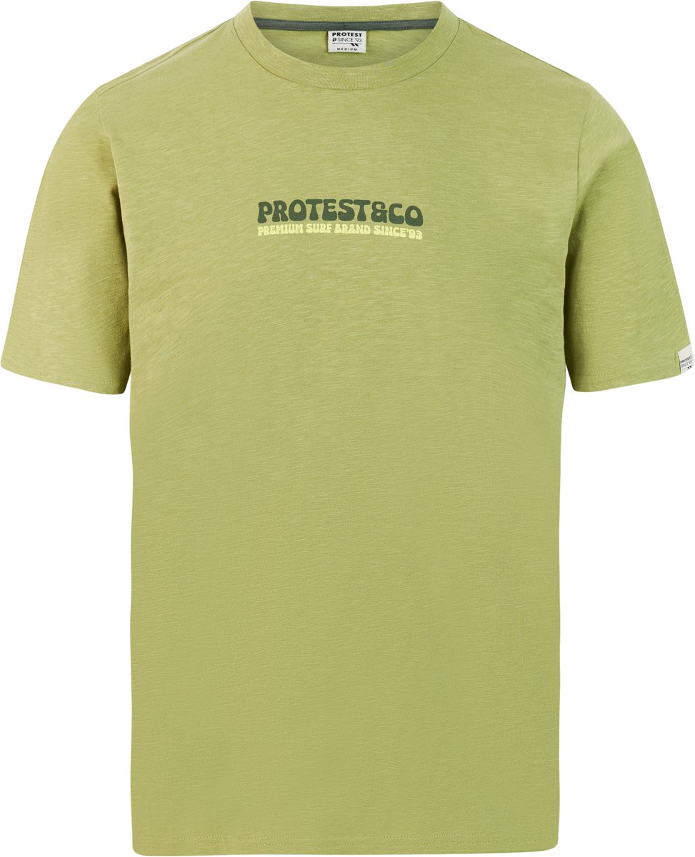 Protest PRTEvina T-shirt Heren Korte mouwen Ronde hals Normale pasvorm Crème Groen