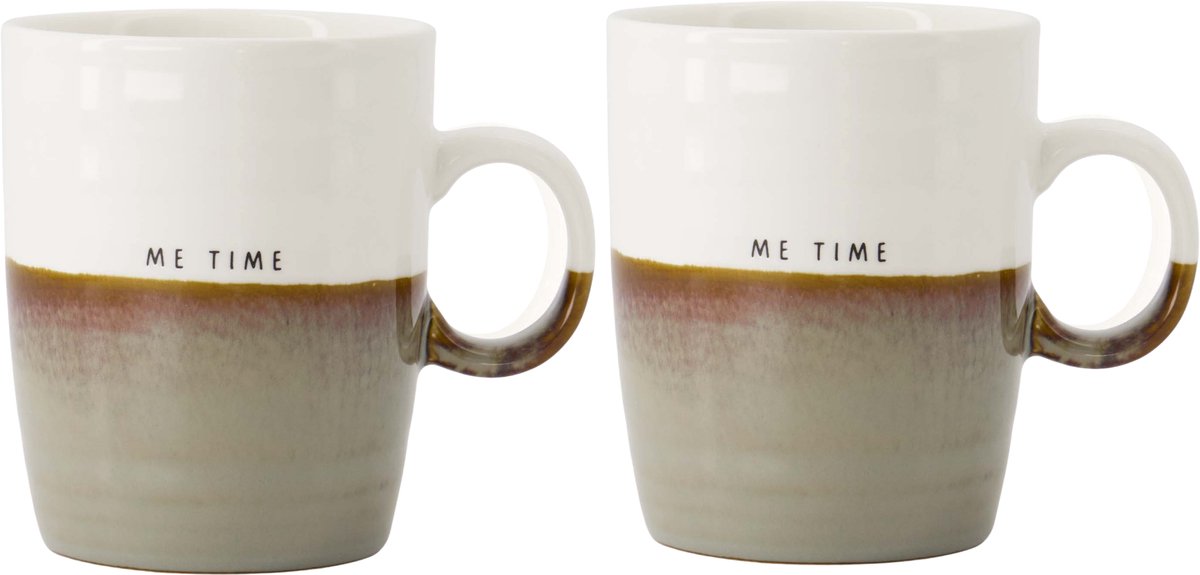 Zusss Set Van 2 Theemokken Me Time - Cadeau Dames Keramiek Wit / Grijsblauw