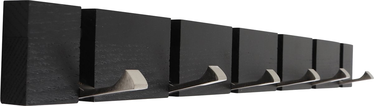HOME It flex kapstok met 6 haken 60 × 5,5 × 2 cm zwart eiken