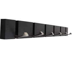 HOME It® flex kapstok met 6 haken 60 × 5,5 × 2 cm zwart eiken