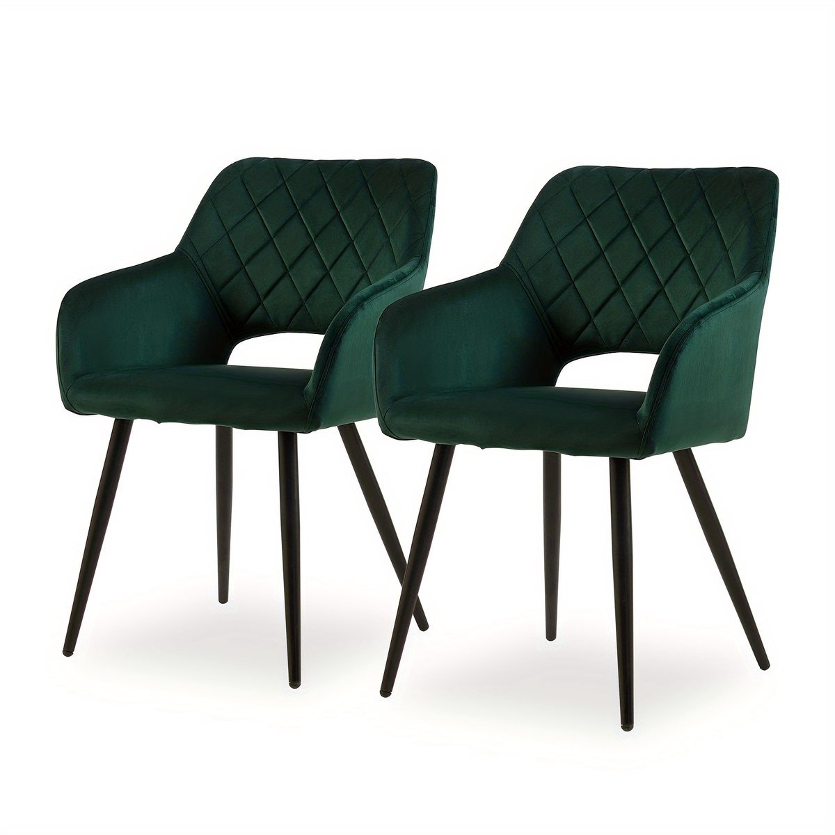 Set van 2 Velours Eetkamerstoelen met Rugleuning en Metalen Poten