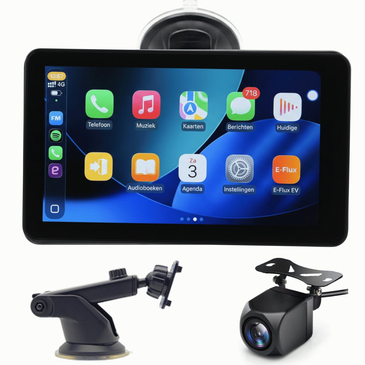 ENVO CarPlay Scherm 9 inch – Apple CarPlay & Android Auto Scherm – Navigatiesysteem Auto – Inclusief Achteruitrijcamera – Draadloos en MirrorLink - Plug & Play